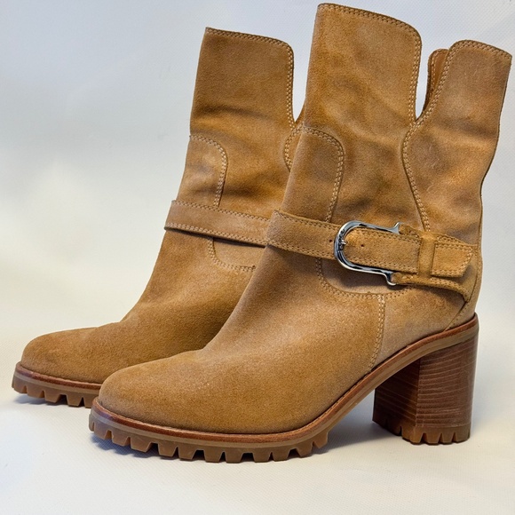 BOOTS Platform Italian Leather Chunky Heel RIGHT BANK BOOT Company Femme 7 B - Picture 2 of 9